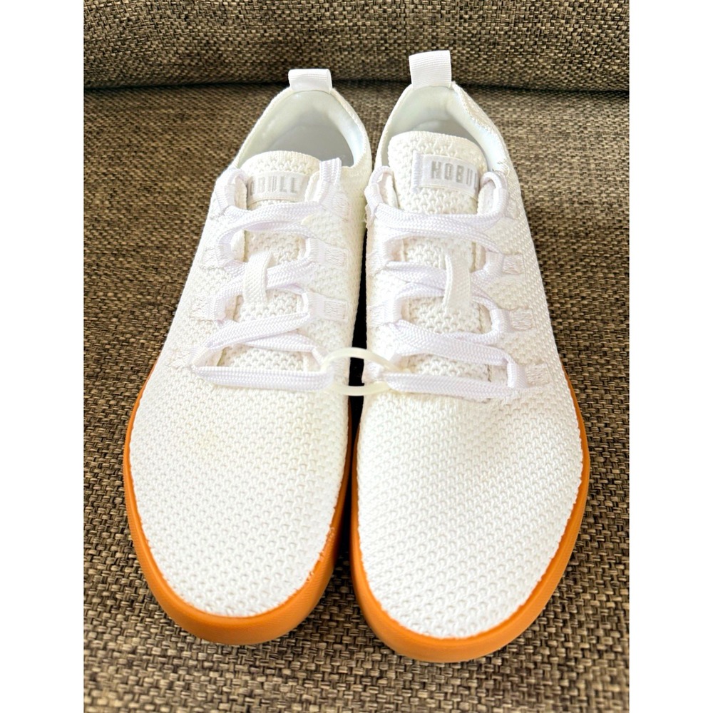 NOBULL Women's Low Top Lace-Up Athletic Sneakers White/Tan Rubber Sole Solid